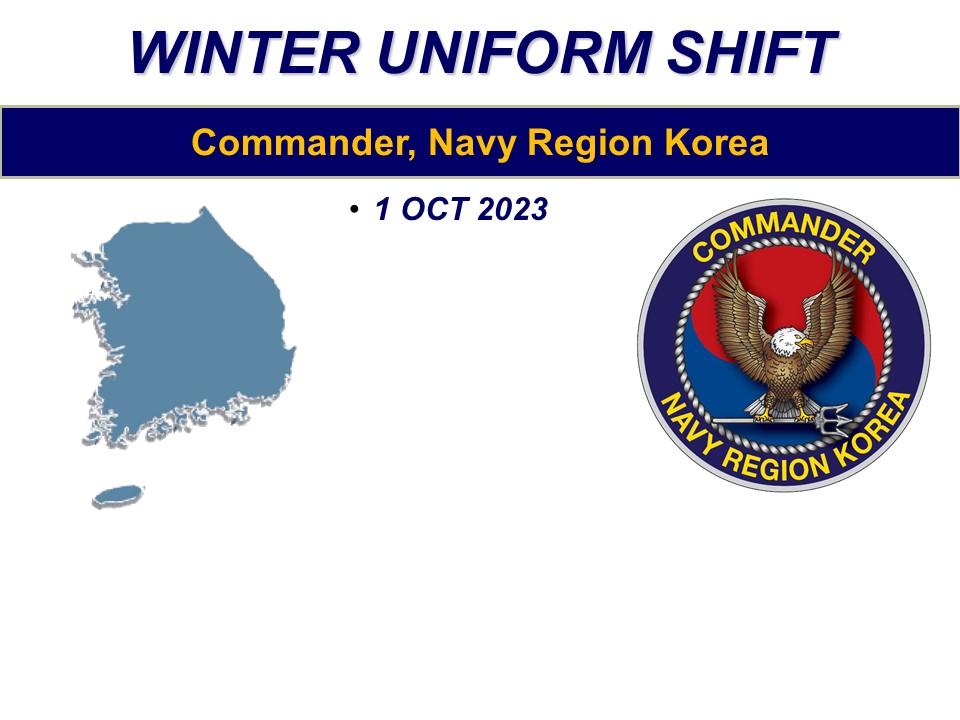 Commander, Navy Region Korea Winter Uniform Shift
